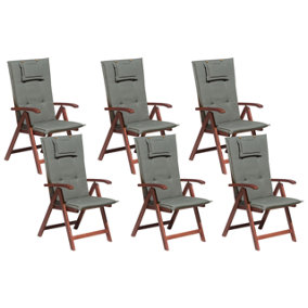 Garden Chair Set of 6 Wood Graphite Grey TOSCANA