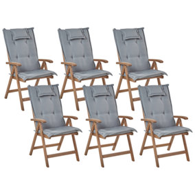 Garden Chair Set of 6 Wood Grey AMANTEA