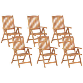 Garden Chair Set of 6 Wood Light Wood JAVA