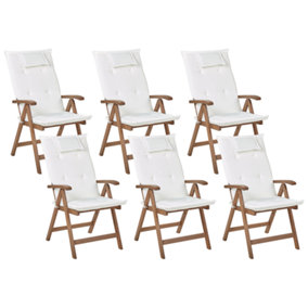 Garden Chair Set of 6 Wood Off-White AMANTEA