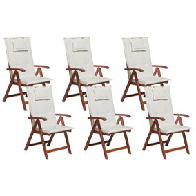 Garden Chair Set of 6 Wood Off-White TOSCANA