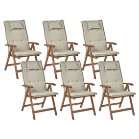Garden Chair Set of 6 Wood Taupe AMANTEA