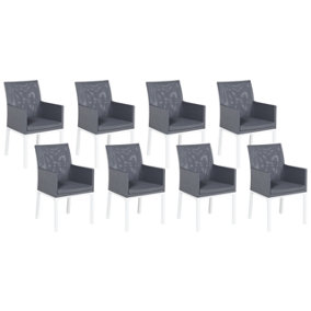 Garden Chair Set of 8 Fabric Dark Grey BACOLI