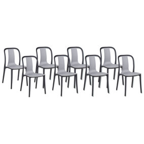 Garden Chair Set of 8 Synthetic Material Grey SPEZIA