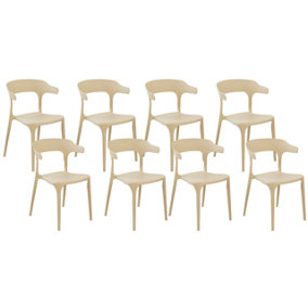 Garden Chair Set of 8 Synthetic Material Sand Beige GUBBIO