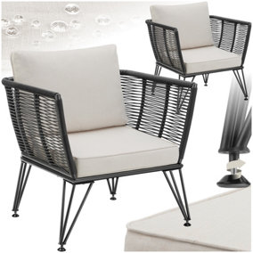 Garden Chair Sundo - set of 2 armchairs, thick seat cushions, removable cushion covers - anthracite