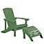 Garden Chair with Footstool Green ADIRONDACK
