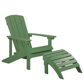 Garden Chair with Footstool Green ADIRONDACK