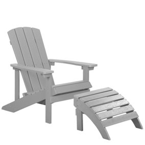 Garden Chair with Footstool Light Grey ADIRONDACK