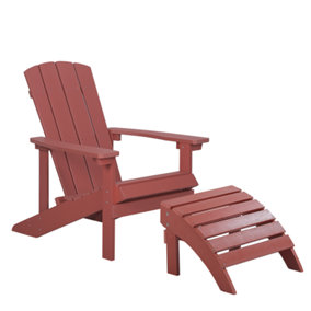 Garden Chair with Footstool Red ADIRONDACK