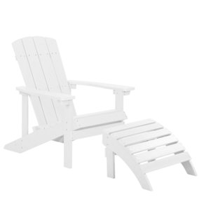 Garden Chair with Footstool White ADIRONDACK