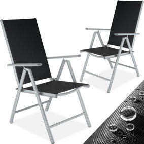 Garden Chairs Marilena - folding, aluminium, 7-position adjustable backrest - silver - Set of 2