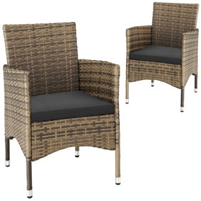 Garden Chairs Set of 2 - rattan, 2 sets of cushion covers - nature/dark grey