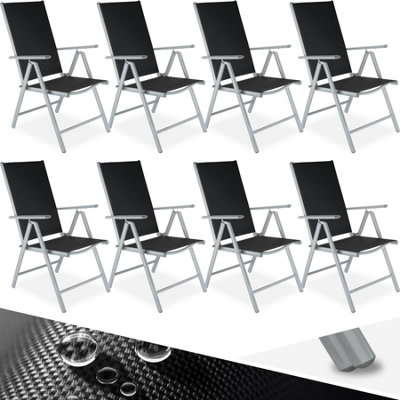 Garden Chairs Set of 8 - foldable, aluminium, 7-position adjustable backrest - silver