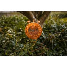 Garden Clock Hanging Bird Feeder - Copper Effect