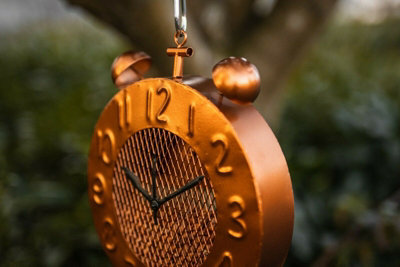 Garden Clock Hanging Bird Feeder - Copper Effect - 5