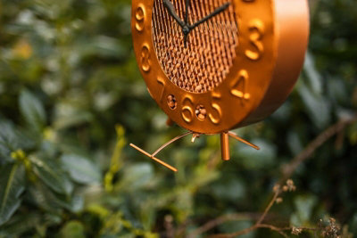 Garden Clock Hanging Bird Feeder - Copper Effect - 6