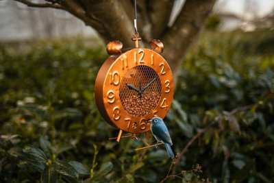 Garden Clock Hanging Bird Feeder - Copper Effect - 8