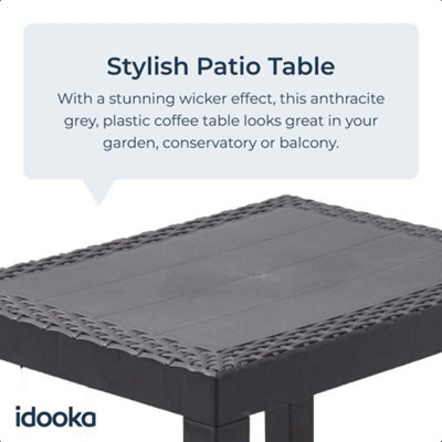 Garden Coffee Rattan Style Side Table Outdoor Patio Balcony Furniture & Leisure Dark Grey
