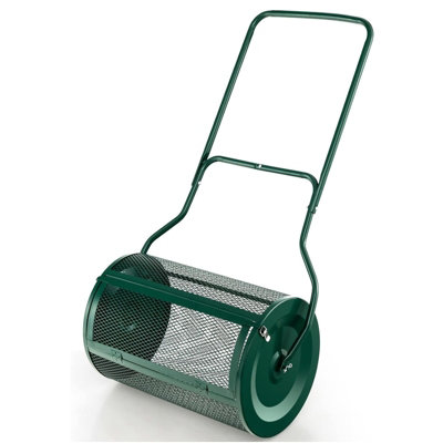 Garden Compost Spreader 76L Grass Lawn Manure Peat Moss Soil Fertiliser Roller