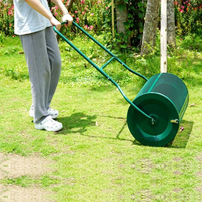 Garden Compost Spreader 76L Grass Lawn Manure Peat Moss Soil Fertiliser Roller - 4