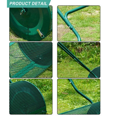 Garden Compost Spreader 76L Grass Lawn Manure Peat Moss Soil Fertiliser Roller - 7