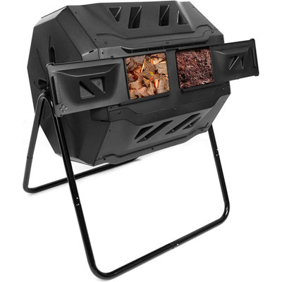 Garden Composter, Dual Chamber Tumbling 160L Composters Rotating ...
