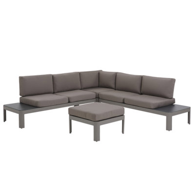 Garden Corner Sofa with Ottoman 5 Seater FERENTINO Modular Metal Grey