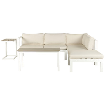 Garden Corner Sofa with Table 5 Seater MESSINA Left Hand Metal Beige