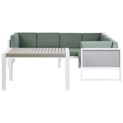 Garden Corner Sofa with Table 6 Seater CASTELLA Left Hand Metal Green