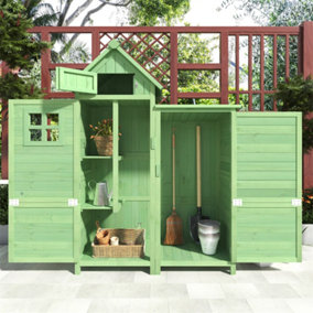 Garden Cupboard, Tool Shed, Tool Cupboard, Weatherproof, Wood, Green, PVC Roof