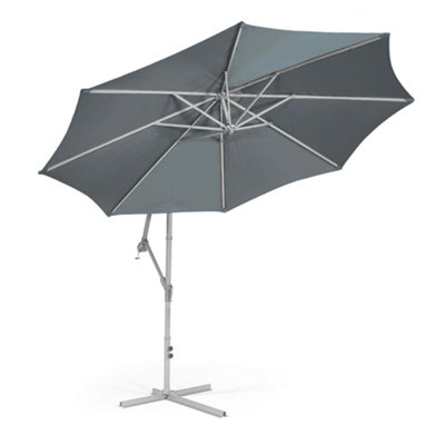 Garden Dark Grey 3m Cantilevered Hanging Parasol with Ceank