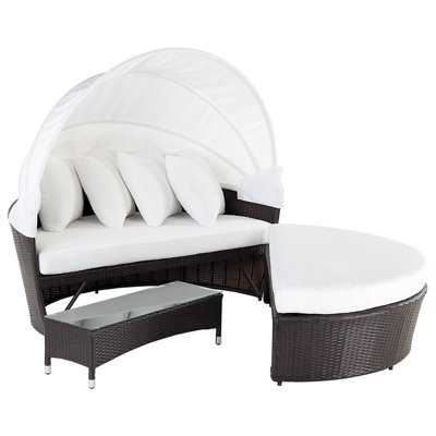 Garden Daybed SYLT LUX PE Rattan Dark Brown