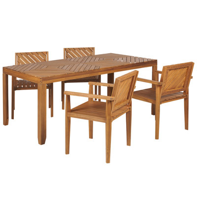 Garden Dining Set 4 Seater BARATTI Acacia Wood Brown