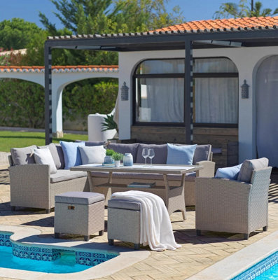 Garden Dining Set Outdoor Rattan Corner Sofa Table 8 Seater Patio ...