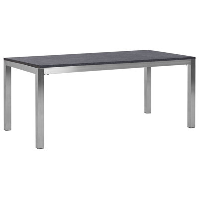 Garden Dining Table GROSSETO 180 cm 90 cm Flamed Granite Graphite Grey