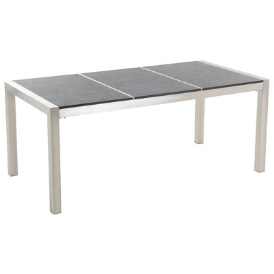 Garden Dining Table GROSSETO 180 cm 90 cm Flamed Granite Graphite Grey