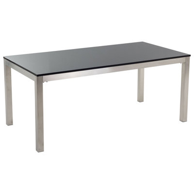 Garden Dining Table GROSSETO 180 cm 90 cm Polished Granite Black
