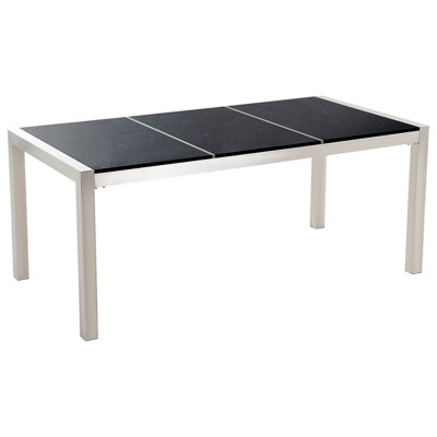 Garden Dining Table GROSSETO 180 cm 90 cm Polished Granite Black