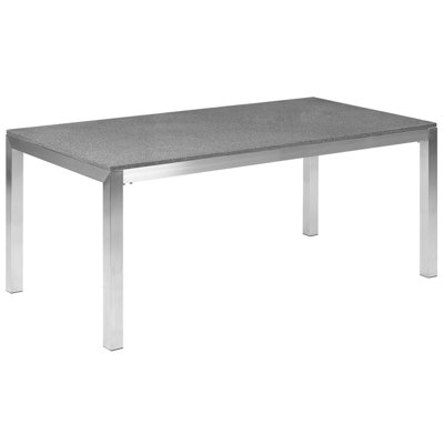 Garden Dining Table GROSSETO 180 cm 90 cm Polished Granite Grey