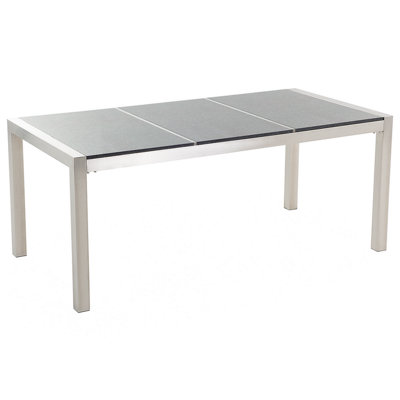 Garden Dining Table GROSSETO 180 cm 90 cm Polished Granite Grey