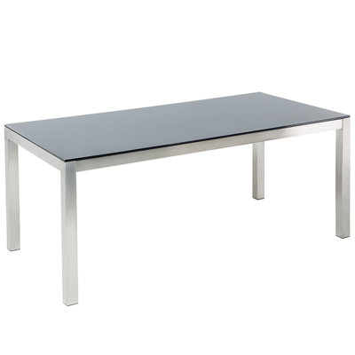 Garden Dining Table GROSSETO 180 cm 90 cm Tempered Glass Black