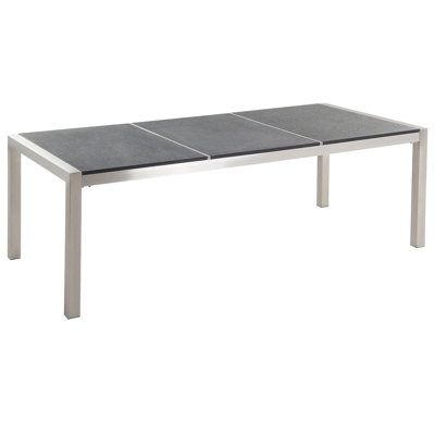 Garden Dining Table GROSSETO 220 cm 100 cm Flamed Granite Graphite Grey