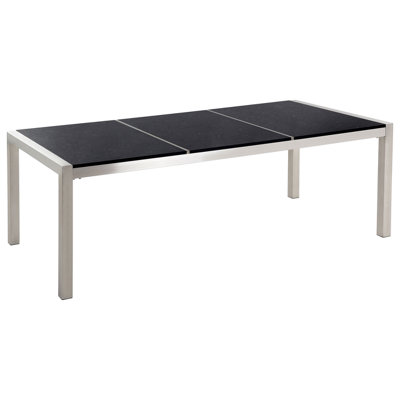 Garden Dining Table GROSSETO 220 cm 100 cm Polished Granite Black