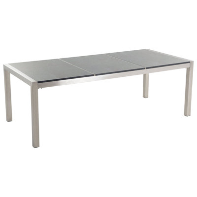 Garden Dining Table GROSSETO 220 cm 100 cm Polished Granite Grey