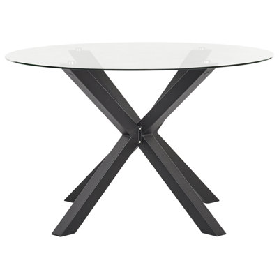 Garden Dining Table MALETTO 120 cm 120 cm Glass Black