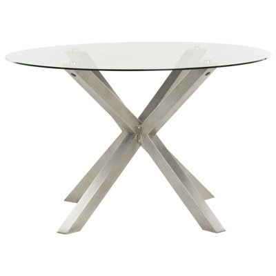 Garden Dining Table MALETTO 120 cm 120 cm Glass Silver