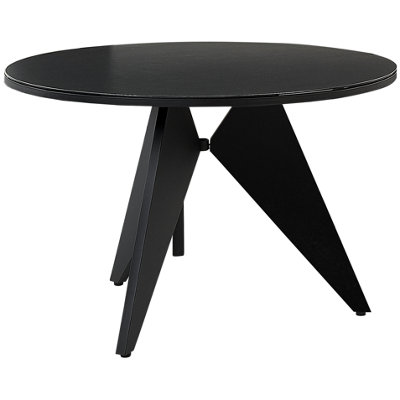 Garden Dining Table OLMETTO 83 cm 110 cm Glass Black