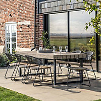 Garden Dining Table Wooden Top Metal Legs Industrial style Esla Outdoor Wooden Dining Table