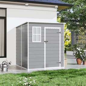 Garden Durable PP Pent Roof Furniture Storage Tool Shed with Lockable Door 197 cm H